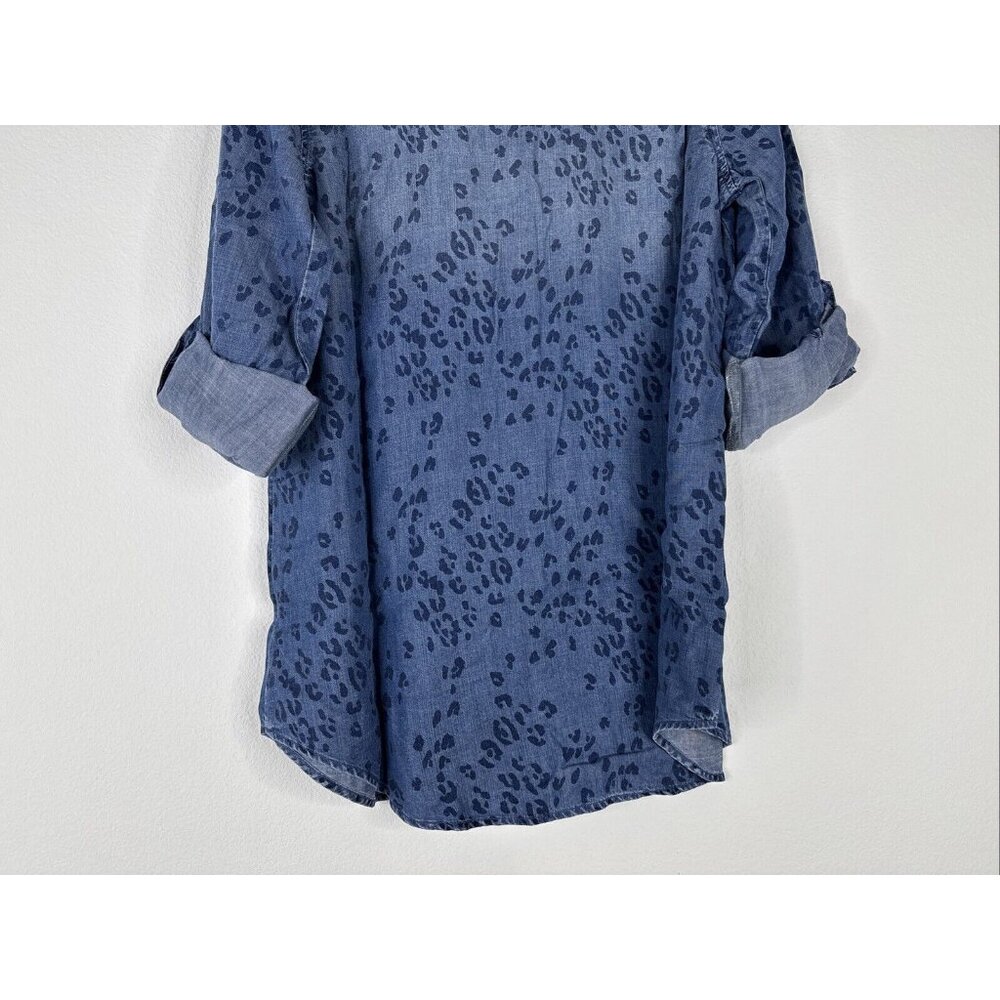 Side Stitch Button Front Tunic Roll Tab Sleeve Si… - image 7